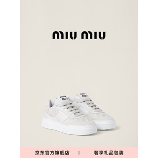 MIU MIU【】缪缪女士绒面牛皮革运动鞋鞋子 白色 34.5