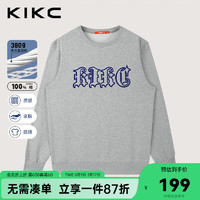 KIKC 男装长袖卫衣秋冬新款圆领合体纯棉溜肩显瘦情侣字母绣花休闲上衣 灰色 S(165/88A)