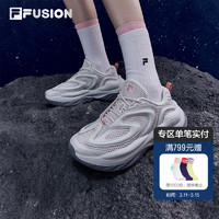 FILA 斐乐 FUSION斐乐潮牌女鞋老爹鞋陨石鞋2024夏季休闲鞋运动鞋 羊皮纸粉/多雾灰-PV 37.5