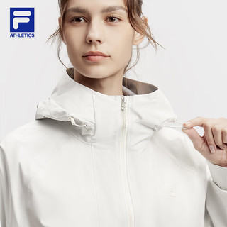 FILA 斐乐女士梭织外套2024春简约户外运动宽松连帽上衣 云白色-WT 180/96A/XXL