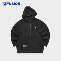 FILA FUSION斐乐潮牌针织连帽外套男2024春时尚简约宽松上衣 正黑色-BK 190/108A/XXXL