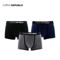 COTTON REPUBLIC/微型窗科技干爽内裤平角3条装男士内裤01123823 黑/中灰/宝蓝 M(170/90)