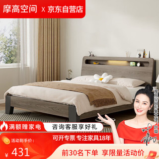 摩高空间 双人床实木床单人床木架床出租房床出租屋木床 1.2米加厚款