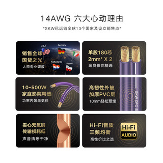 SKW 高保真 360芯 喇叭线 音频线 功放音响线 环绕音箱线 工程5.1家庭影院布线 14AWG-5米 4mm²【360芯】