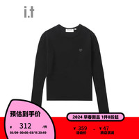 :CHOCOOLATE it 女装合身长袖T恤2024春季简约基础款上衣1851A BKX/黑色 S