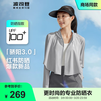 波司登（BOSIDENG）2024户外防晒衣服女款夏斗篷防紫外线连帽宽凉感松外套B40525126 冷月灰8063 155/80A