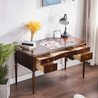 SHYHO 熙和 实木美式书桌现代简约樱桃木卧室电脑桌书房桌子写字桌办公桌