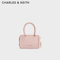 CHARLES&KEITH24春季纯色拉链手提复古饼干包小方包包女包女士CK2-30782297 粉红色Pink S