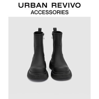 URBAN REVIVO2024春季女士潮流个性厚底增高靴子UAWS40009 黑色 36