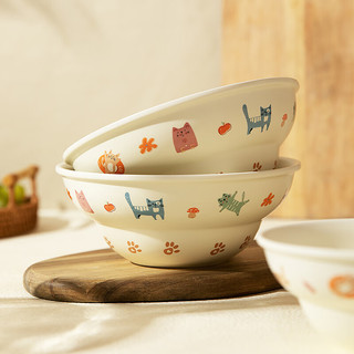 摩登主妇葫芦拉面碗家用可爱卡通米饭碗泡面碗大碗陶瓷汤碗面条碗 8英寸手捏葫芦面碗