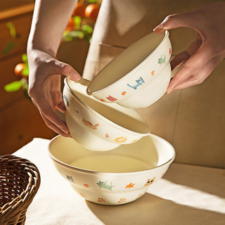 摩登主妇葫芦拉面碗家用可爱卡通米饭碗泡面碗大碗陶瓷汤碗面条碗 8英寸手捏葫芦面碗