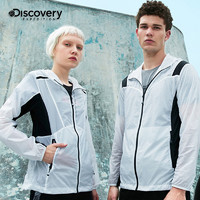 discovery expedition Discovery皮肤衣 户外春夏新品防晒服情侣 防紫外线沙滩轻薄连帽男女外套夏DAEG81301 男-藏蓝/白色 M