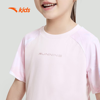 安踏儿童短T男女小童跑步系列夏季针织短袖T恤衫A372429102 黛粉红-4 101