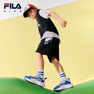 FILA斐乐儿童童鞋2024夏季中大童男童跑步鞋儿童复古跑鞋 标准白/海军蓝-CP 37码(内长23.5cm)