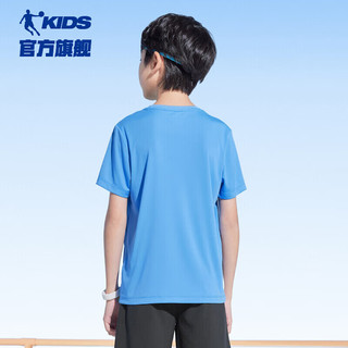 乔丹QIAODAN童装儿童短袖T恤2024年夏季男童速干上衣大童透气夏装 北卡蓝 101cm
