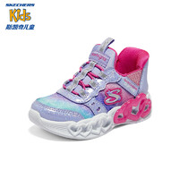 Skechers斯凯奇闪穿鞋一脚蹬小童宝宝闪灯女童学步鞋303755N 薰衣草色/多彩色/LVMT 25码