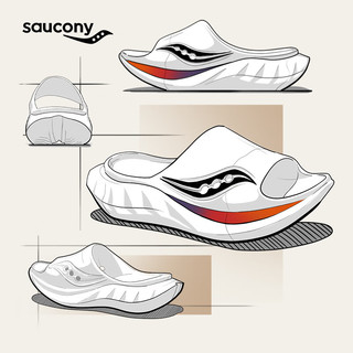 Saucony索康尼摇篮2代运动拖鞋2024年春凉拖男女休闲户外拖鞋CRADLE 白黑2 37