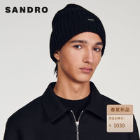 SANDRO冬男士时尚品牌LOGO标志黑色针织帽SHABO00841 黑色 TU