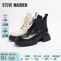 STEVE MADDEN思美登2023秋冬休闲粗跟圆头马丁靴短筒靴女TAIMI 米白 34