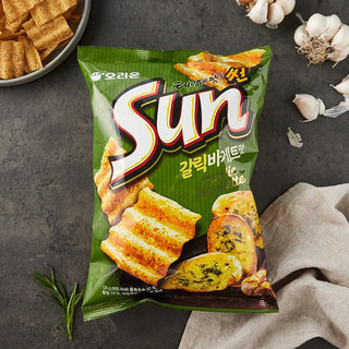 好丽友韩国好丽友sun太阳薯片玉米片80g波浪薯片办公室休闲零食 sun蒜香80g*4袋