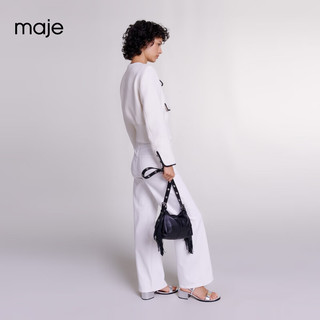 Maje2024早春女装时尚气质撞色设计感短外套上衣MFPBL00702 淡褐色 T40