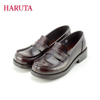 HARUTAHaruta4900日系中粗跟圆头英伦风单鞋小皮鞋JK制服鞋乐福鞋女 棕色 37