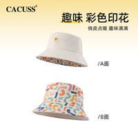 CACUSS渔夫帽子男女春夏贪吃蛇遮阳防晒盆帽双面可戴米色大号 PM220301