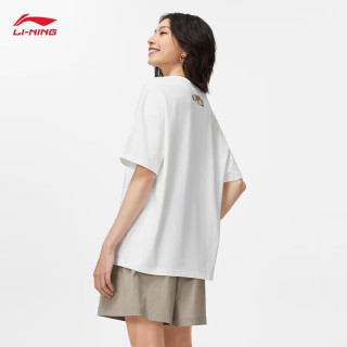 李宁(li-ning)凉茶丨速干抗菌短袖户外t恤女子2024简约萌宠印花套头