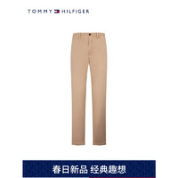 TOMMY HILFIGER 24春季男装斜纹简约双后袋做旧锥形休闲裤MW0MW33913 卡其AEG 33