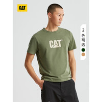 CAT卡特24春男士休闲印花logo设计经典T恤 暗绿 XXL