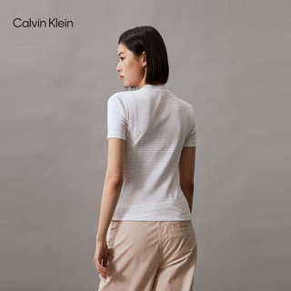 Calvin Klein Jeans24春夏女士复古辣妹风渐变效果微弹短袖T恤J223169 0K9-字母白 XS