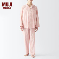 无印良品（MUJI）男式 无侧缝 双层纱织 睡衣 男士家居服春季 FB0YDC4S 浅橙色条纹 XL(上装180/104A下装180/92A)