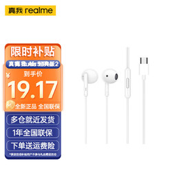 realme 真我 Buds有线耳机 原装线控半入耳式Type-C接口耳机 适用于oppo一加realme手机 真我线控耳机白色