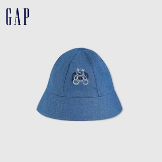Gap男幼童2024春季布莱纳熊logo抽绳防晒渔夫帽儿童装404342 蓝色 ONESIZE