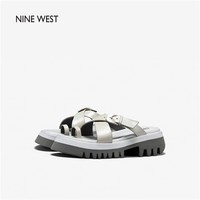 NINE WEST 玖熙 NineWest/玖熙运动凉鞋女2022年夏季新款套趾拼色厚底休闲凉拖鞋