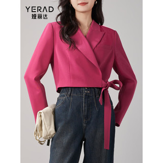 YERAD 娅丽达 设计感小众截短式西装外套女2024春季休闲通勤系带西服 红色(F1) M