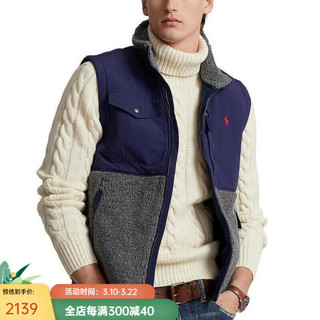 拉夫劳伦（POLO RALPH LAUREN）男士时尚拼色全拉链马甲防风混合背心20396438 Barclay H/Newport Nav L