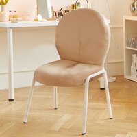 FANYOU 梵右 化妆凳女生美甲舒适靠背椅北欧轻奢简约凳子家用网红奶油风梳妆凳 卡其色（泰迪绒）