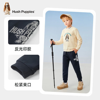 暇步士（Hush Puppies）童装儿童冬装裤子男童冬季男大童简约一体绒长裤 藏蓝(B款) 140cm