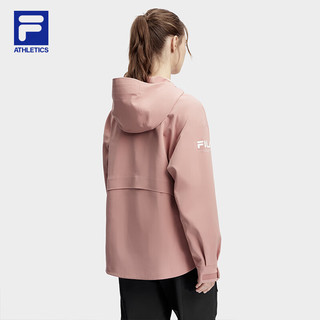 FILA 斐乐女士梭织外套2024春户外运动宽松防水连帽上衣 泡沫粉-PK 180/96A/XXL