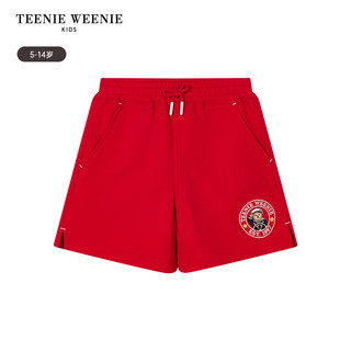 Teenie Weenie Kids小熊童装24春夏季女童撞色抽绳休闲短裤 红色 150cm