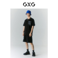 GXG 奥莱 寻迹海岛系列圆领短袖T恤 2022年夏季 黑色 165/S