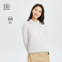 KOLON SPORT可隆女子户外休闲针织弹力长袖POLO衫 象牙白IV 175/XL