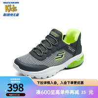 Skechers斯凯奇闪穿鞋儿童时尚休闲鞋懒人一脚蹬春秋款透气运动鞋403834L 木炭色/黄色/CCYL 36码