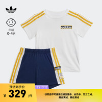 adidas亲子款运动短袖套装男婴童阿迪达斯三叶草IN2103 深靛蓝 90cm