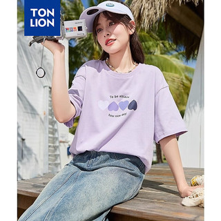 唐狮 TONLION新款女圆领短袖T恤TB 浅紫 XL