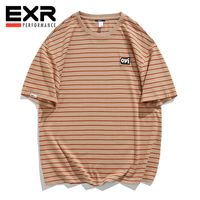EXR 230g重磅ins风条纹t恤夏季新款休闲日系宽松短袖潮流百搭体恤