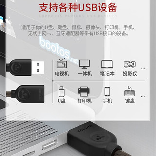 山泽（SAMZHE） USB延长线 USB公对母 高速传输电脑U盘鼠标键盘打印机充电器加长数据线 USB2.0 标准【镀锡】透明黑 0.5m