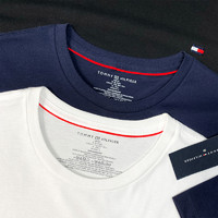 TOMMY HILFIGER 美国正品TOMMY HILFIGER汤米男士纯色圆领打底衫短袖T恤刺绣V领棉