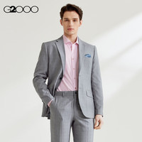 G2000【可机洗】G2000男装SS24商场凉感内衬格纹西服外套【套装】 凉感可机洗-烟灰色格子合身 48